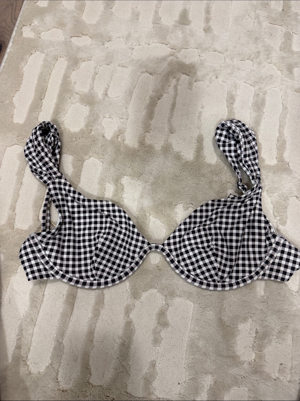 Onia Black & White Gingham Underwire Bikini Top - Swim